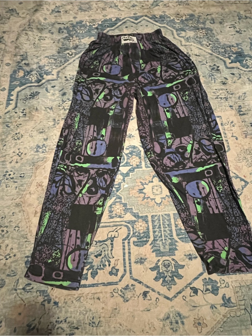 Crazy wear USA Graphic Print Jogger Pants - Black, Purple & Green